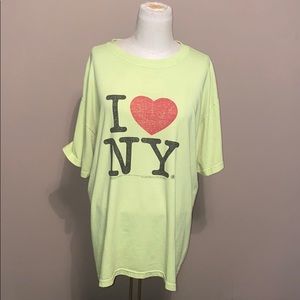 Vintage I Love NY Tee Neon Green Sz L